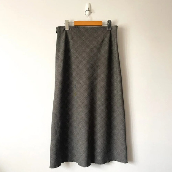 Aritzia Wilfred Devotion Twill Maxi Slip Skirt Lyle White/Black Check Size 10 - Picture 10 of 12